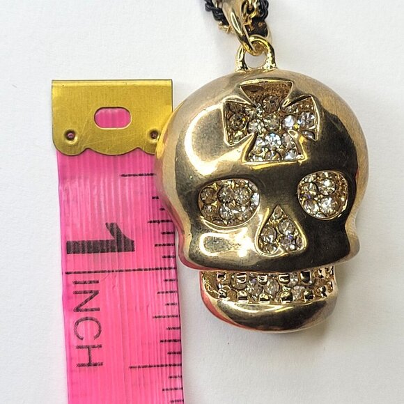 Gold Skull Pendant Necklace - Picture 7 of 13